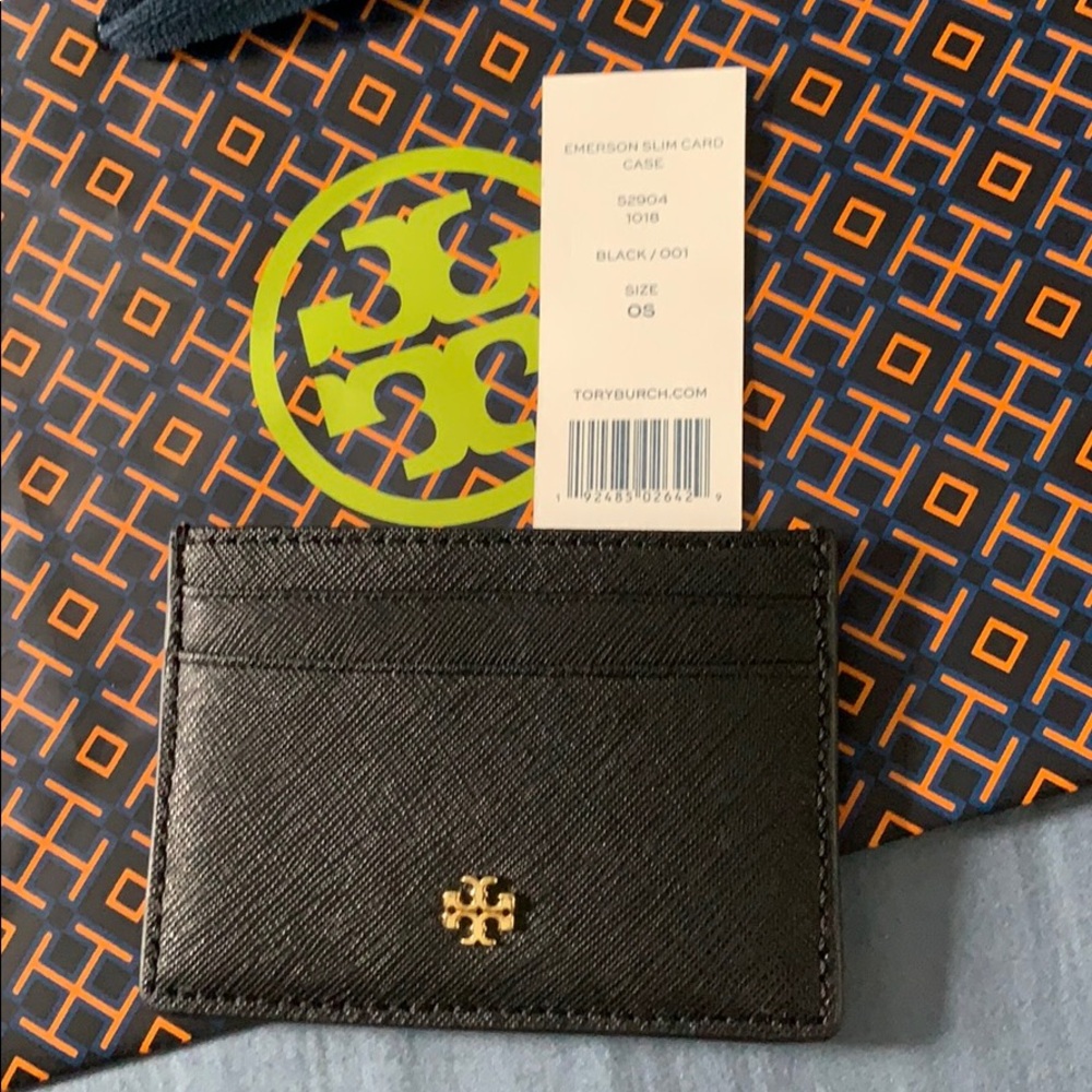 NWT Tory Burch Emerson Slim Credit Card Case Black - Picture 3 of 3